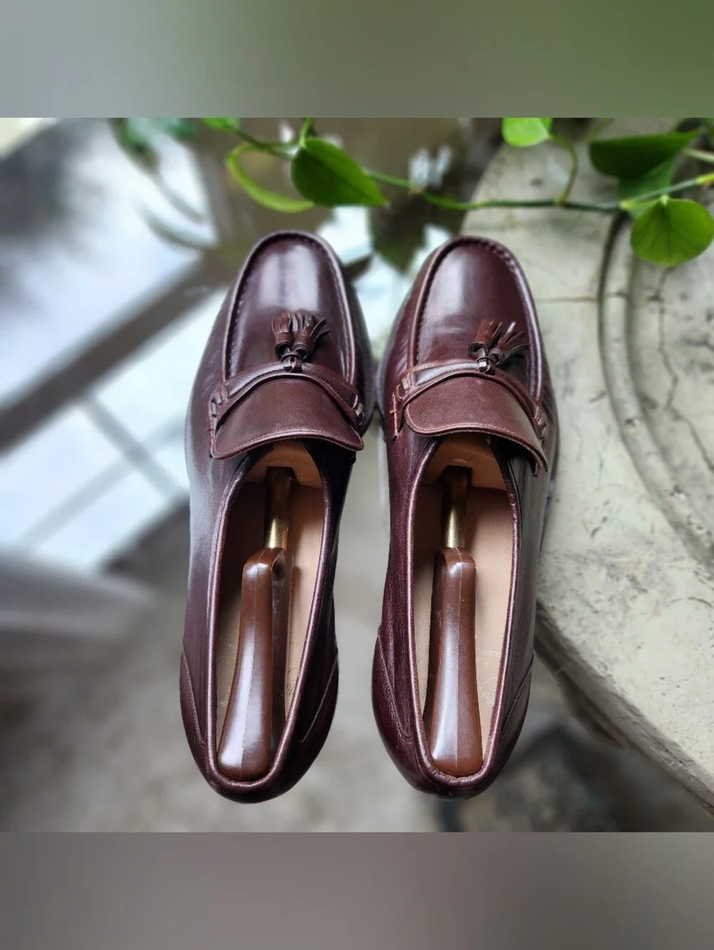 Vintage Florsheim Royal Imperial Brown Leather Tassel Loafers 11 E V-Cleat 1984